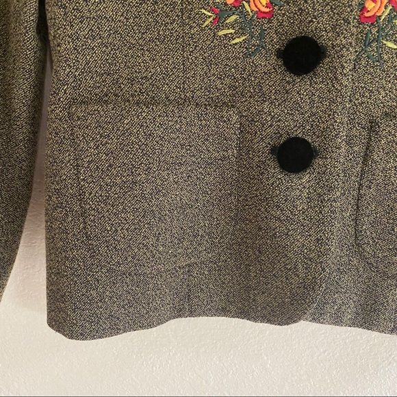 VINTAGE KENZO embroidered floral velvet blazer S 4 - Picture 9 of 15